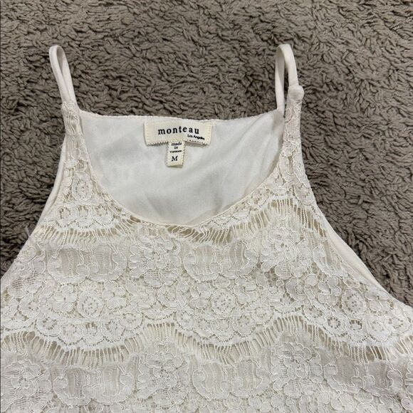 Monteau White Lace Crop Top - Picture 2 of 3